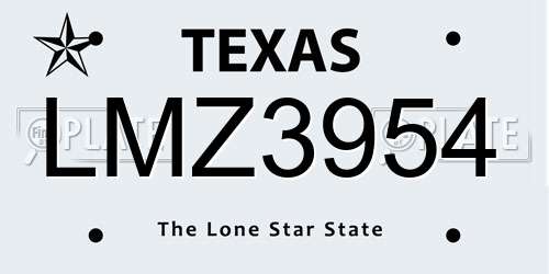 LMZ3954 Texas License Plate