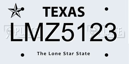 LMZ5123 Texas License Plate