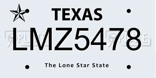 LMZ5478 Texas License Plate