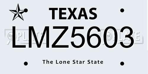 LMZ5603 Texas License Plate