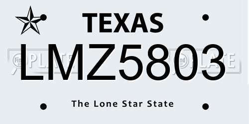 LMZ5803 Texas License Plate