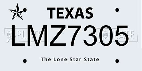 LMZ7305 Texas License Plate