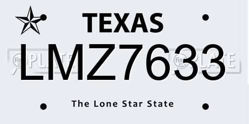 LMZ7633 Texas License Plate