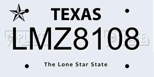 LMZ8108 Texas License Plate