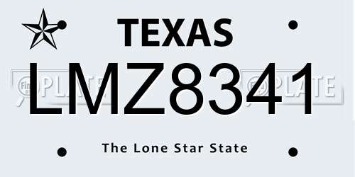 LMZ8341 Texas License Plate