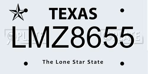 LMZ8655 Texas License Plate