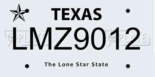 LMZ9012 Texas License Plate