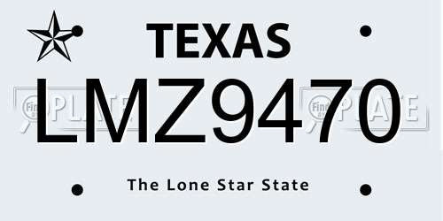 LMZ9470 Texas License Plate