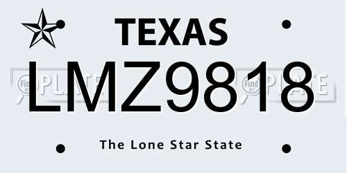 LMZ9818 Texas License Plate