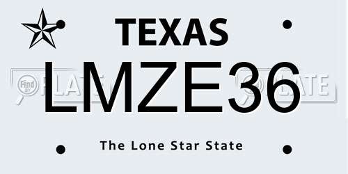 LMZE36 Texas License Plate