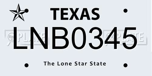 LNB0345 Texas License Plate