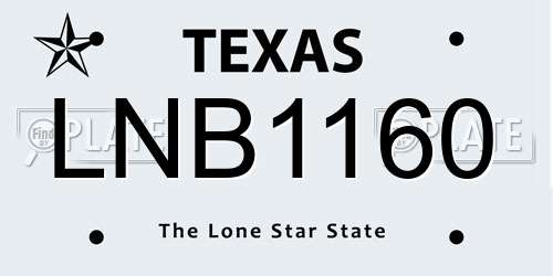 LNB1160 Texas License Plate
