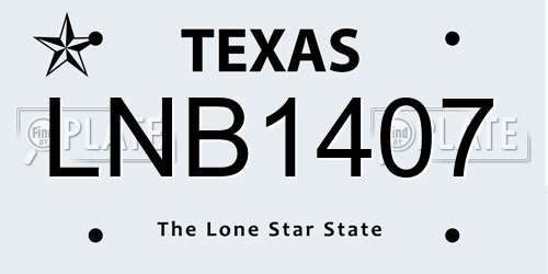LNB1407 Texas License Plate