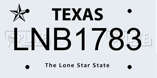LNB1783 Texas License Plate