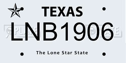 LNB1906 Texas License Plate