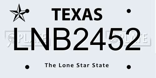 LNB2452 Texas License Plate