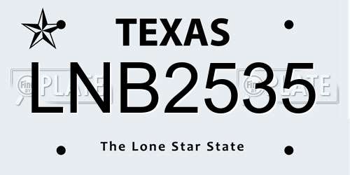 LNB2535 Texas License Plate