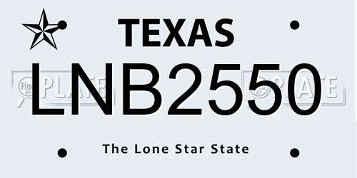 LNB2550 Texas License Plate