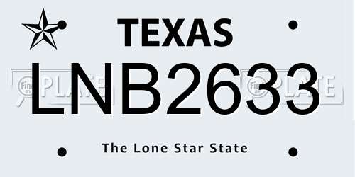 LNB2633 Texas License Plate