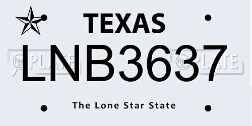 LNB3637 Texas License Plate
