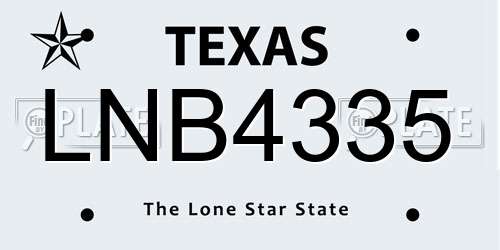 LNB4335 Texas License Plate