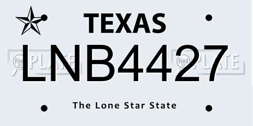 LNB4427 Texas License Plate