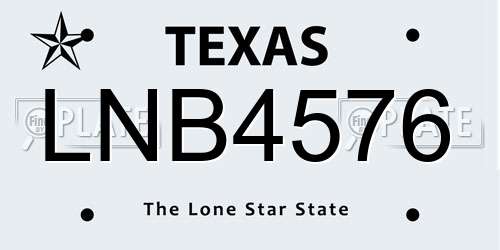 LNB4576 Texas License Plate