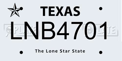 LNB4701 Texas License Plate
