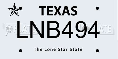 LNB494 Texas License Plate