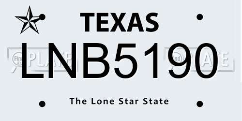 LNB5190 Texas License Plate