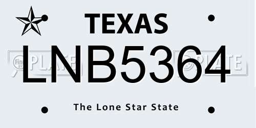 LNB5364 Texas License Plate