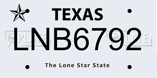 LNB6792 Texas License Plate