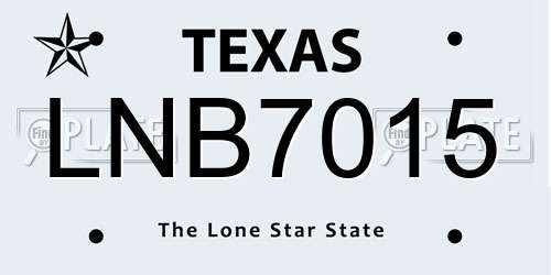 LNB7015 Texas License Plate