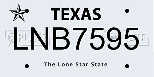 LNB7595 Texas License Plate