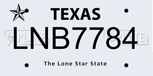 LNB7784 Texas License Plate