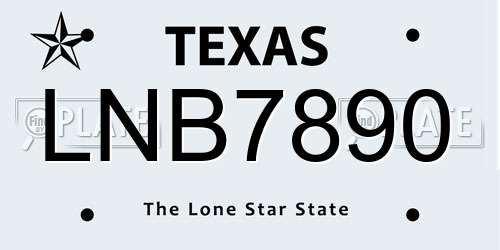 LNB7890 Texas License Plate