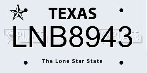 LNB8943 Texas License Plate