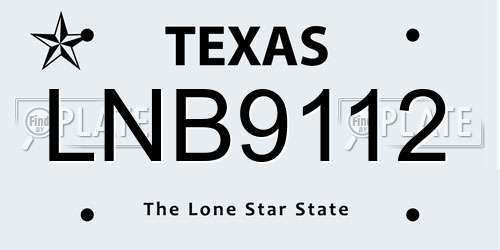 LNB9112 Texas License Plate