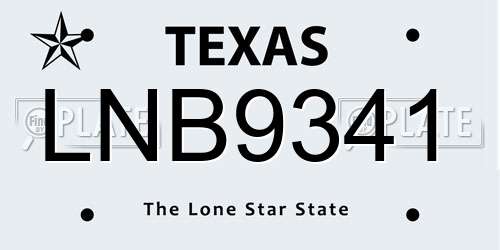 LNB9341 Texas License Plate