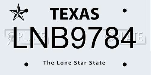 LNB9784 Texas License Plate