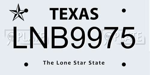 LNB9975 Texas License Plate
