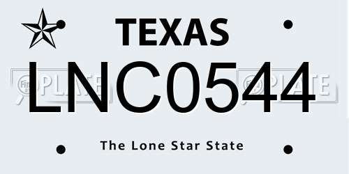 LNC0544 Texas License Plate