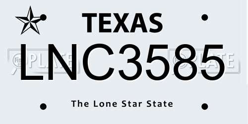 LNC3585 Texas License Plate