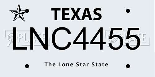 LNC4455 Texas License Plate