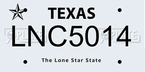 LNC5014 Texas License Plate