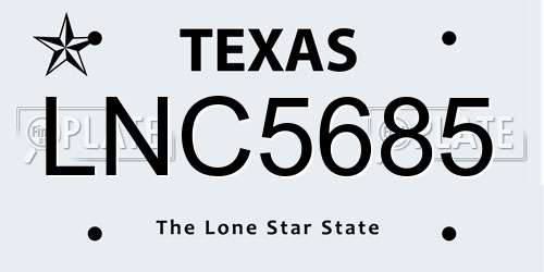 LNC5685 Texas License Plate