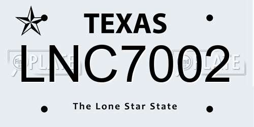 LNC7002 Texas License Plate