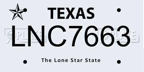 LNC7663 Texas License Plate