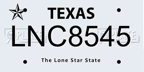 LNC8545 Texas License Plate