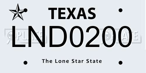 LND0200 Texas License Plate